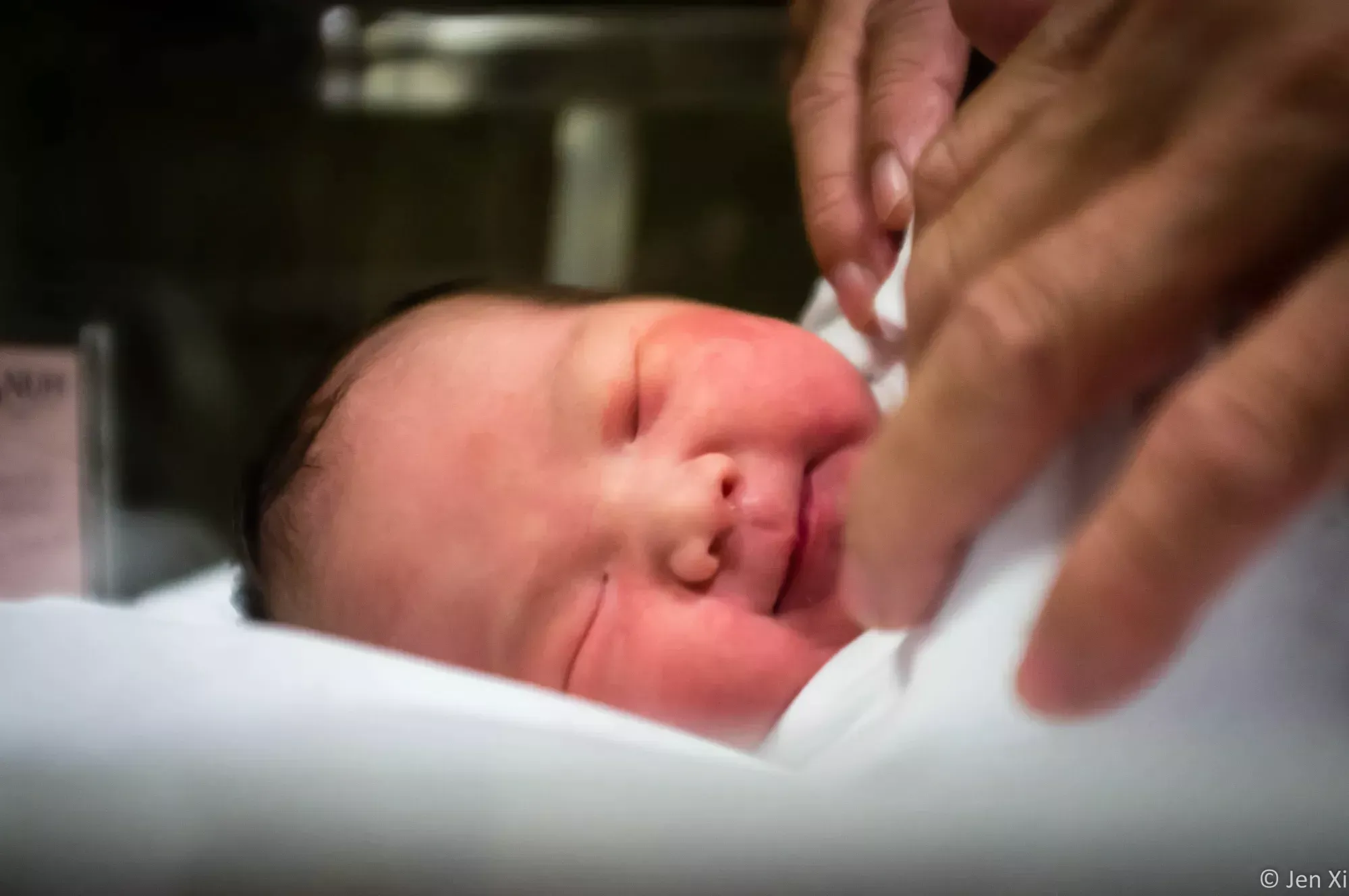 Soothed by granddad's hands