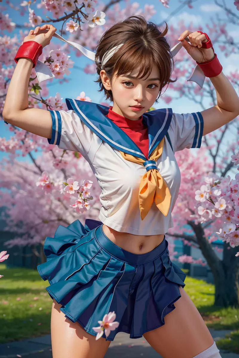 Sakura Kasugano headband AI art by Jenxi